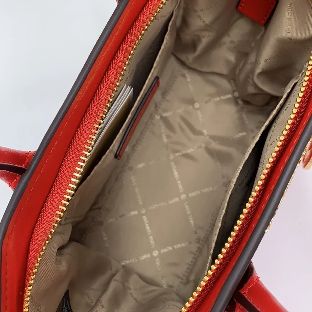 Michael Kors Avril Small Leather Top-Zip Satchel Flame color - Picture 11 of 16